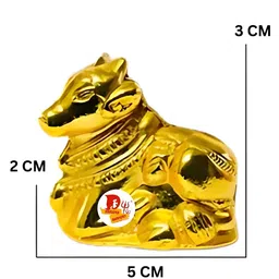 DARIDRA BHANJAN Gold-Toned 2 Pieces Shivling Nandeshwar Religious Idol Showpiece image 3