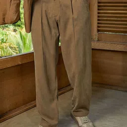 Campus Sutra Relaxed Fit Pleated Comfort Cotton Trouser-image-71