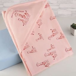 Zero Interlock Knit Hooded Towel With Animal Print L 84 x B 83 cm - Peach-picture-6