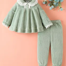 Mark & Mia Full Sleeves Collar Neck Winter Wear Night Suit - Light Green-image-14