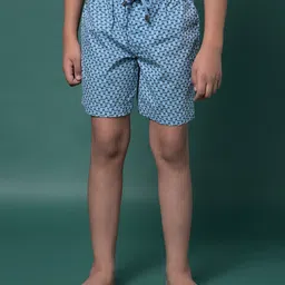 CRIMSOUNE CLUB Cotton Woven Abstract Printed Shorts - Blue-image-84