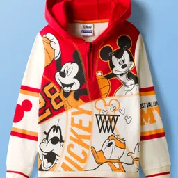 Pine Kids Disney Fleece Knit Full Sleeves Hooded Sweatshirt With Mickey & Friends Graphics & Thread Overlock Detailing - Multicolor-image-0