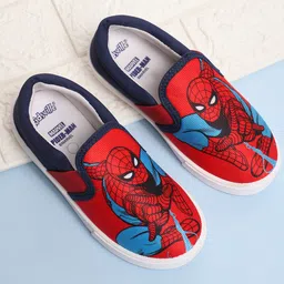 Kidsville Marvel Featuring Spiderman Designed Slip On Shoes - Red image 1