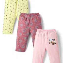 OHMS Single Jersey Knit Full Length Lounge Pants with Tropical Theme Print Pack of 3 - Pink Yellow & Rose Gold-picture-18