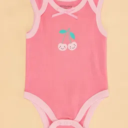 Pantaloons Baby Pack Of 2 Cotton Sleeveless Cherry Printed Onesies - Multi Colour image 4