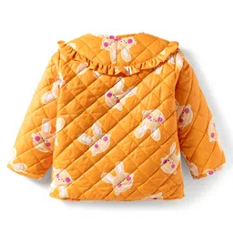 Babyhug Woven Full Sleeves Winter Wear Suits with Bunny Print & Pocket - Yellow image 3