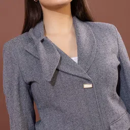 GFO Striped Lapel Collar Long Sleeve Coat image 3