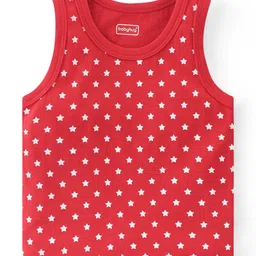 Babyhug 100% Cotton Antibacterial Sleeveless Sando Stripes & Bear Print Pack Of 3 - Red Yellow & Blue image 4