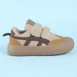 Babyoye Casual Shoes with Velcro Closure & Color Block Design - Beige image 4