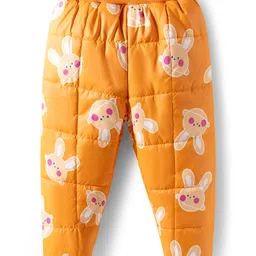 Babyhug Woven Full Sleeves Winter Wear Suits with Bunny Print & Pocket - Yellow image 4