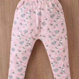 Babyoye Full Length Cotton Diaper Pants Bird Print Pack of 2 - Green Pink image 5