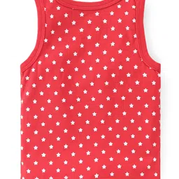 Babyhug 100% Cotton Antibacterial Sleeveless Sando Stripes & Bear Print Pack Of 3 - Red Yellow & Blue image 5