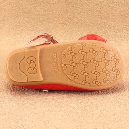 Cute Walk By Babyhug Ballerinas With Buckle Closure & Floral Applique - Red image 5