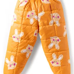 Babyhug Woven Full Sleeves Winter Wear Suits with Bunny Print & Pocket - Yellow image 5