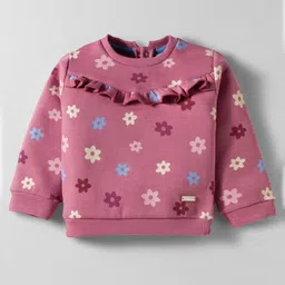 toffyhouse Smarty Girls Knit Full Sleeves Top & Leggings Set With Floral Print & Headband- Mauve image 5
