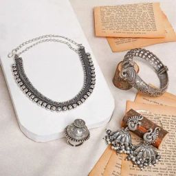 Teejh Dwaraka Oxidised Silver Jewellery Gift Set-picture-36