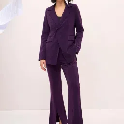SALT Attire Purple Meryl Asymmetric Single Breasted Blazer image 4