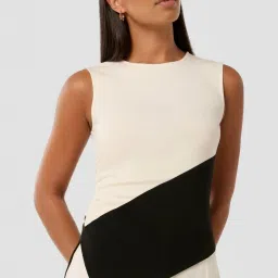 Forever New Cream & Black Fitted Color-Block Top image 4