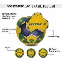 Vector X Brasil Rubber Moulded Football (Yellow & Green) Size - 5 image 4
