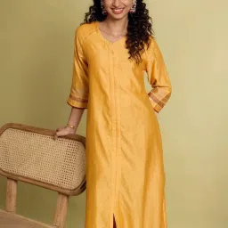 Taneira Yellow Regular Fit Kurtas image 4