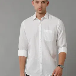 Linen Club White Regular Fit Striped Shirt-picture-13