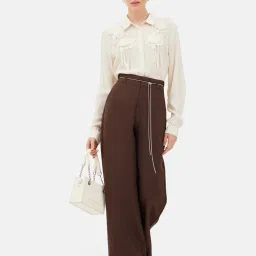 Kazo Off White Viscose Floral Print Shirt image 4