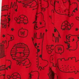 Juniors by Lifestyle Kids Red Regular Fit Printed Cotton Trackpants image 3