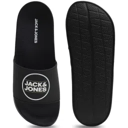 Jack & Jones Men's Black Logo Print Pool Sliders image 4