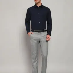 Cantabil Navy Blue Regular Fit Solid Formal Shirt image 5