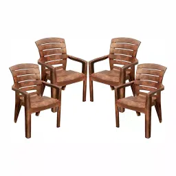 Maharaja Singham 101 Plastic Chair Teakwood (Set of 4)-picture-45