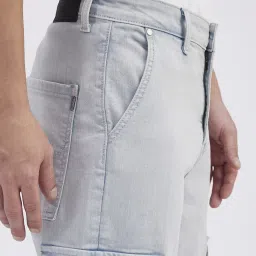 Pepe Jeans Sky Blue Cotton Straight Fit Cargo Jeans image 4