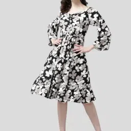 Aarika Black Floral Print A-Line Dress-picture-18