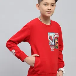 Monte Carlo Boys Red Cotton Blend Printed Sweatshirt image 3