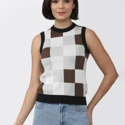 Forever 21 Multicolor Cotton Checks Sweater Vest-image-52