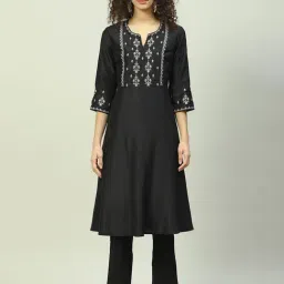 Biba Black Embroidered Kurta With Pants & Dupatta-image-29