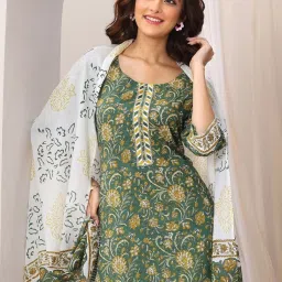 Libas Green Printed Kurta and Salwar with Dupatta image 4