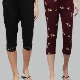 Kryptic Black & Maroon Printed Capris - Pack of 2-picture-29