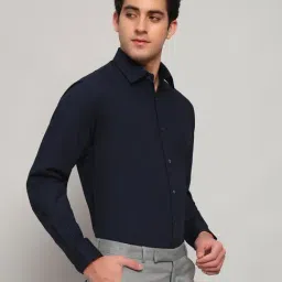 Cantabil Navy Blue Regular Fit Solid Formal Shirt image 3