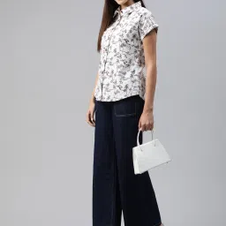 Cottinfab White & Brown Printed Top image 4