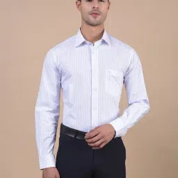 Cantabil Purple Regular Fit Stripes Formal Shirt-image-42