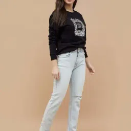 Fame Forever By Lifestyle Black Cotton Regular Fit Printed Sweatshirt image 4