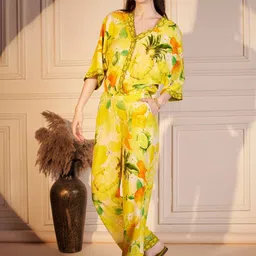 VALBONE Printed V-Neck Top & Trousers Co-Ords image 2