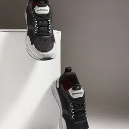 IMPAKTO Men Black Mesh with Lace-Up Shoes image 1