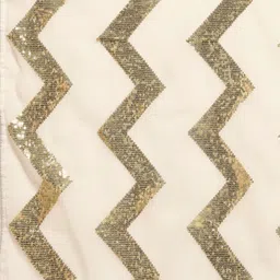 VAIRAGEE White & Silver Geometric Embroidered Saree image 5