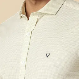 Allen Solly Yellow Cotton Slim Fit Checks Shirt image 4