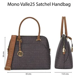 Lavie Luxe Navy LX Mono Valle25 Satchel Handbag image 4