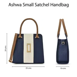 LAVIE LUXE Navy Blue Color Block Small Satchel Handbag image 4