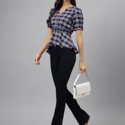 Latin Quarters Blue Viscose Checks Shirt image 4