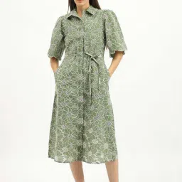 United Colors Of Benetton Green Pure Cotton Regular Fit Embroidered Dress-picture-15