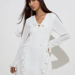 nuon women Nuon by Westside White Ruffle-Detailed A-Line Dress-picture-30